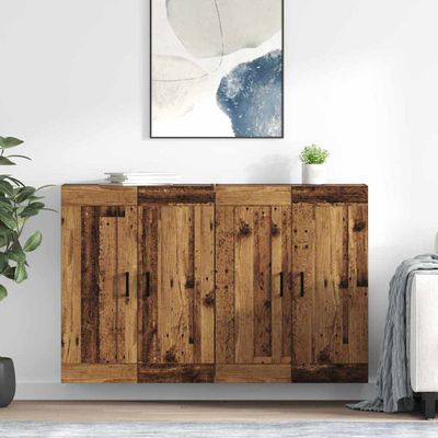 vidaXL Závesná skrinka Nástenný 2 pcs Staré drevo 69,5 x 34 x 90 cm