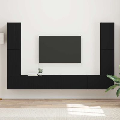 vidaXL Zostava TV skriniek 8 pcs Čierna Kompozitné drevo