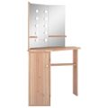 vidaXL Rohový toaletný stolík s LED dubový 111x54x141,5 cm