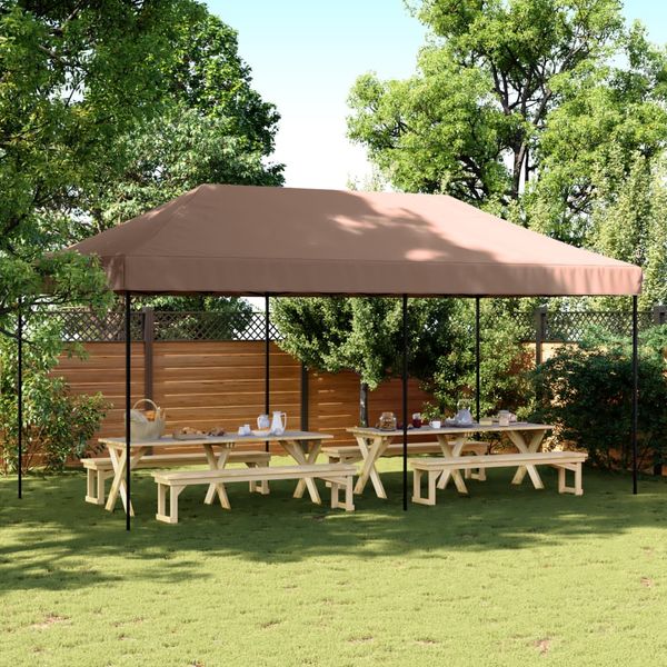 vidaXL Skladací pop-up párty stan hnedý 580x292x315 cm