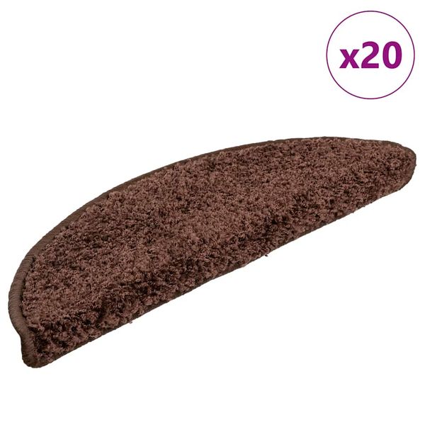 vidaXL Schodové rohože 20 ks 56x17x3 cm hnedé polkruhové