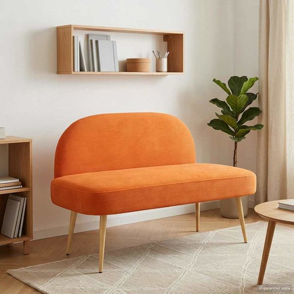 vidaXL čalúnená lavica so spätným opierkom Oranžová 110 x 60 x 76 cm