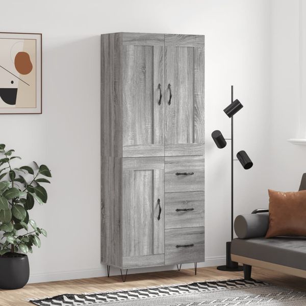 vidaXL Vysoká skrinka sivý dub sonoma 69,5x34x180 cm spracované drevo