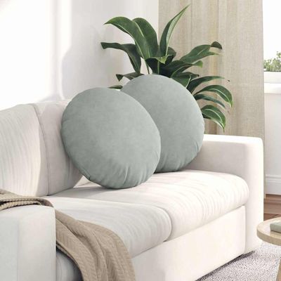 vidaXL Vankúše na sedenie 2 pcs Svetlosivá Ø50 x 19 cm Zamat