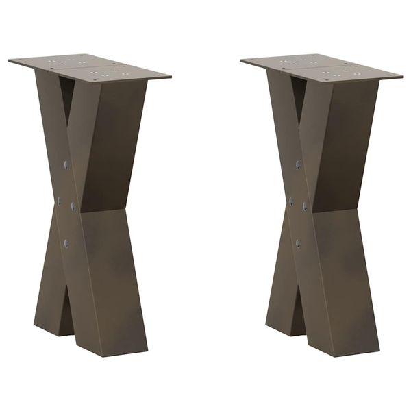 vidaXL Nohy konferenčného stolíka v tvare X, 2 ks, prírodná oceľ, 28 x (42-43) cm, oceľ