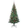 vidaXL Umelý predsvietený vianočný stromček Zelená 180 cm PVC a kov