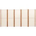 vidaXL 5-panelový paraván krémovo-biely 350x180 cm