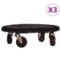 vidaXL Vozíky na rastliny s kolieskami 3 ks priemer 40cm čierny 275 kg