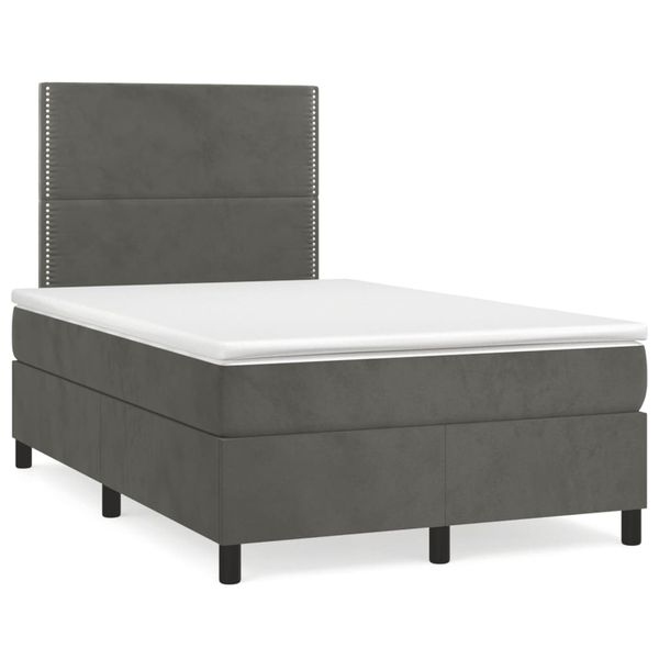 vidaXL Boxspring posteľ s matracom, tmavosivá 120x190 cm, zamat