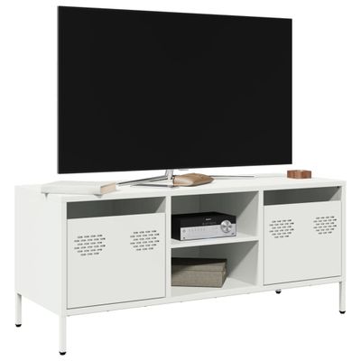 vidaXL TV skrinka biela 101,5x39x43,5 cm oceľ valcovaná za studena