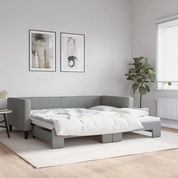 vidaXL Denná posteľ s rozkladacou posteľou bledosivá 100x200 cm látka