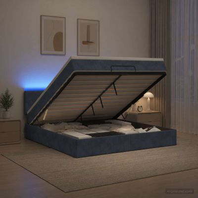 vidaXL Ottoman posteľ s matracom a LED Tmavosivá 160 x 200 cm Zamat