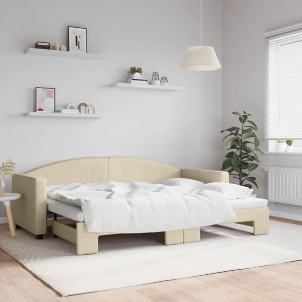 vidaXL Denná posteľ s rozkladacou posteľou krémová 80x200 cm látka