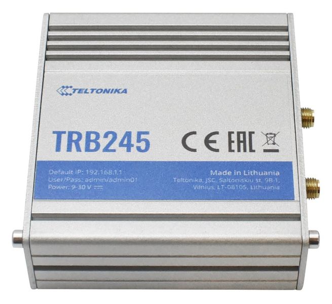 Teltonika priemyselný LTE Cat 4 routr TRB245 Router, 1x LAN, LTE, 2G/3G, dual SIM, GPS, VPN, RutOS
