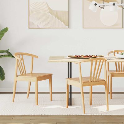 vidaXL Jedálenská stolička 2 pcs Prírodná Masívny gumovník
