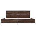 vidaXL Posteľný rám hnedý dub 135x190 cm kompozitné drevo a kov