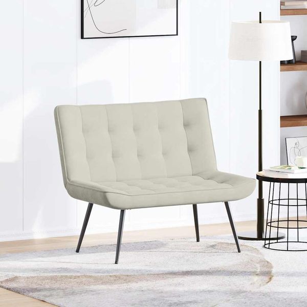 vidaXL Lavička krémová 110x74x84 cm zamat
