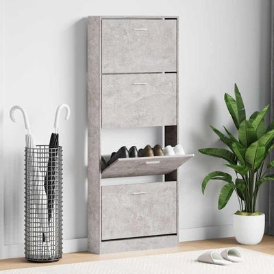 vidaXL Botník betónovo sivý 59x17x150 cm spracované drevo