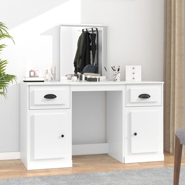 vidaXL Toaletný stolík so zrkadlom biely 130x50x132,5 cm