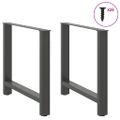 vidaXL Nohy k jedálenskému stolu, antracitové, 2 ks, 80 x (72-73) cm, oceľové