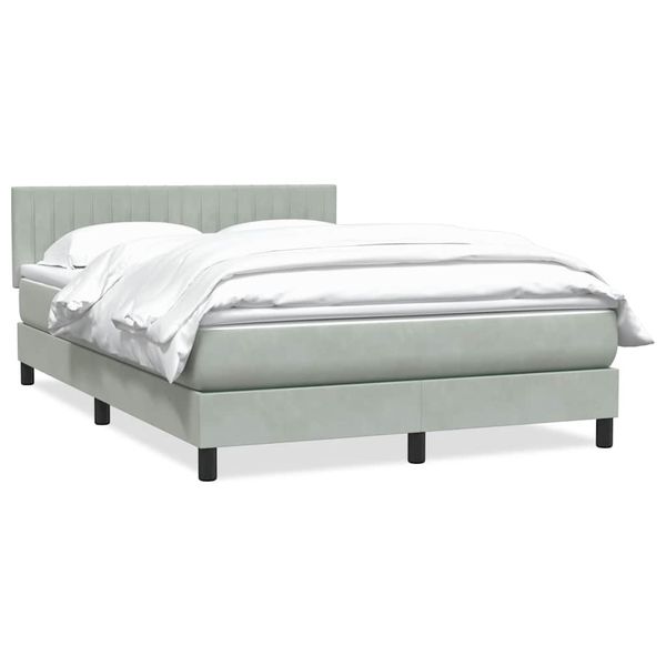 vidaXL Box Spring Posteľ s matracom Svetlosivá 160x220 cm Zamat