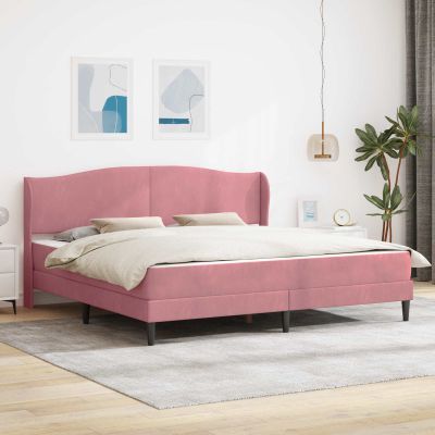 vidaXL Rám postele s čelnou doskou Ružová 180 x 200 cm Zamat