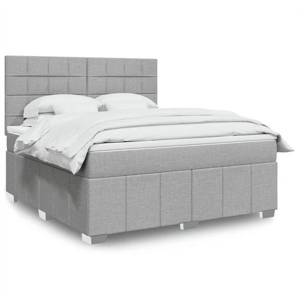 vidaXL Boxspring posteľ s matracom bledosivá 180x200 cm látka