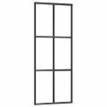 vidaXL Posuvné dvere s kovaním čierne 76x205 cm ESG sklo