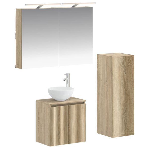 vidaXL Sada kúpeľňového nábytku 4 pcs Dub sonoma