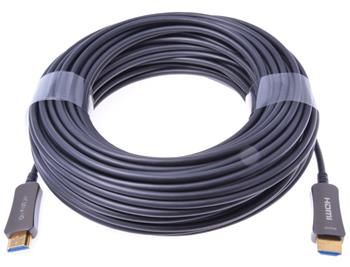 PremiumCord optický fiber High Speed with Ether. 4K@60Hz kabel 25m, M/M, zlacené konektory Kabel, HDMI 2.0, optický, s Ethernetem, 4K pri 60Hz, zlacené konektory, 25m, cerný