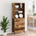 vidaXL Highboard Staré drevo 69,5 x 34 x 180 cm Kompozitné drevo