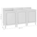 vidaXL Gastro kuchynský drez so skrinkou 180x60x96 cm nehrdzavejúca oceľ