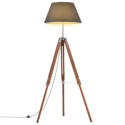 vidaXL Lampa na statíve medovo-hnedá a čierna 141 cm teakový masív