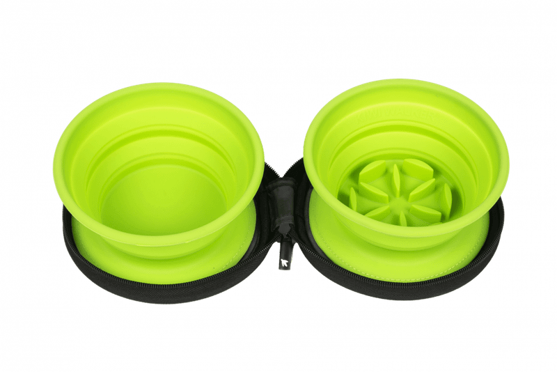 KiwiWalker TVL-868 Double Travel Bowl cestovná miska so slowfeederom - zelená, 2ks