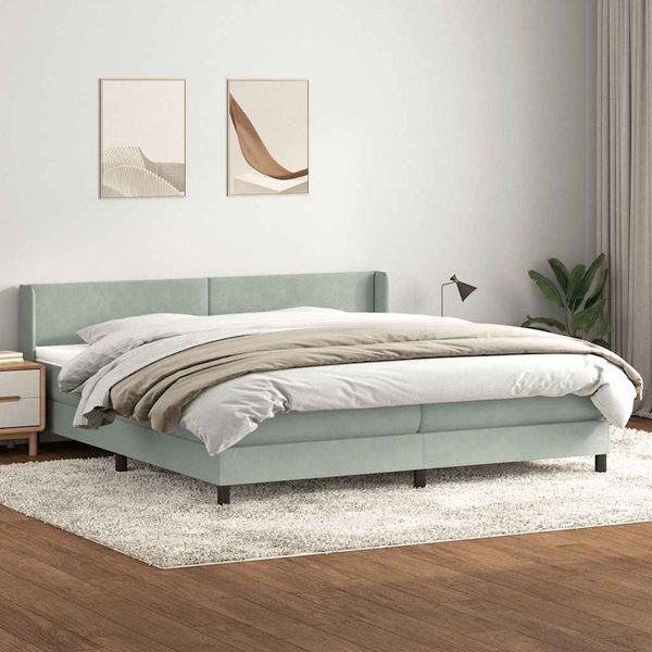 vidaXL Box Spring Posteľ s matracom Svetlosivá 180x220 cm Zamat