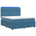vidaXL LED boxspring posteľ s matracom Modrá 140 x 190 cm Zamat