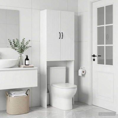 vidaXL Toaletná skriňa HAARLEM Biela 66 x 25,5 x 190 cm