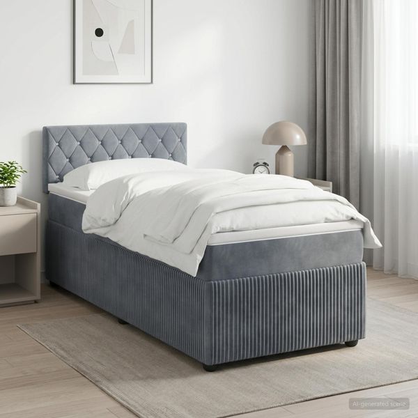 vidaXL Posteľ boxspring s matracom Tmavosivá 80 x 200 cm Zamat