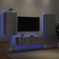 vidaXL 4-dielne TV nástenné skrinky s LED sivé sonoma kompozitné drevo