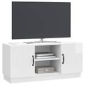 vidaXL TV skrinka 102 x 34,5 x 47 cm Biela s vysokým leskom