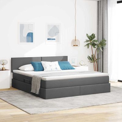 vidaXL Postel s úložným prostorem a matrací Tmavo šedá 160 x 200 cm
