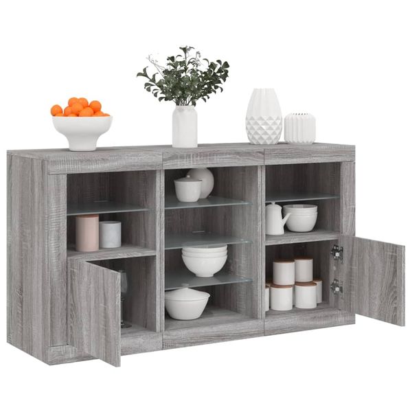 vidaXL Komoda s LED svetlami sivá sonoma 123x37x67 cm