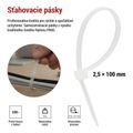Sťahovacia páska 100×2,5, biela, 100 ks