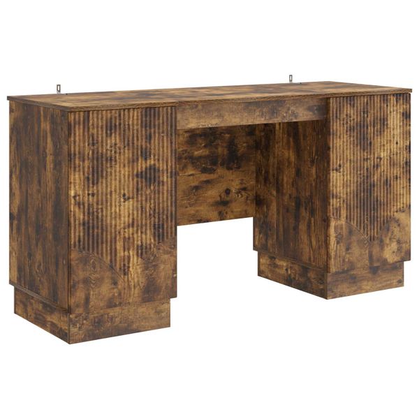 vidaXL Stôl s poličkou Dymový dub 142,5 x 50 x 75 cm Kompozitné drevo