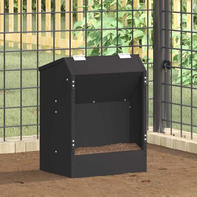 vidaXL Kŕmidlo pre králiky Čierna 64.5 x 25.5 x 45.5 cm