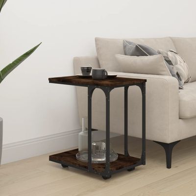 vidaXL Bočný stolík s kolieskami dymový dub 50x35x55,5 cm sprac. drevo