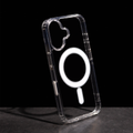 Magnetické puzdro Anti Shock 1,5 mm pre iPhone 16 6,1" priehľadné veľký otvor + tlačidlo