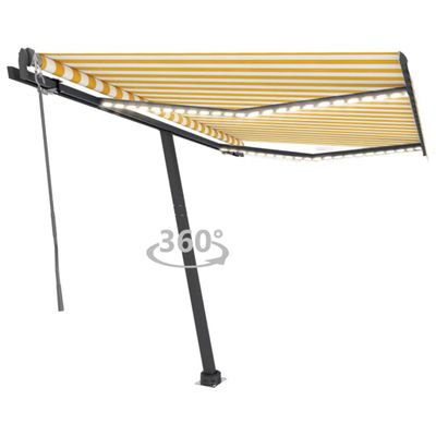 vidaXL Automatická markíza s LED a senzorom vetra 300x250cm žlto-biela