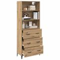 vidaXL Highboard Remeselný dub 69,5 x 34 x 180 cm Kompozitné drevo