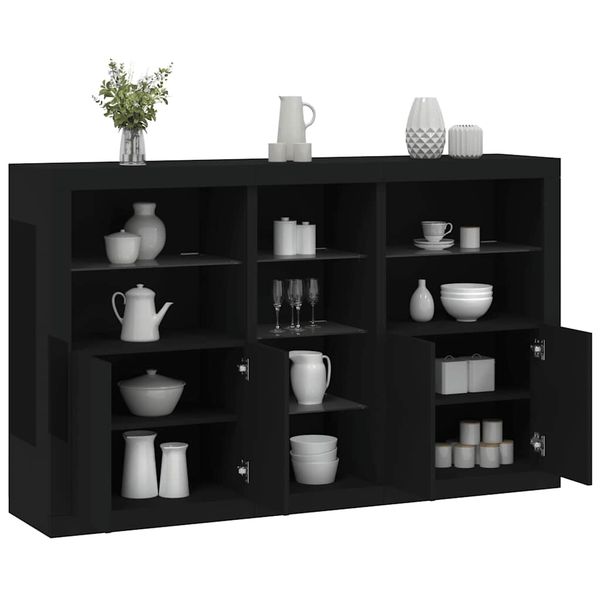 vidaXL Komoda s LED svetlami čierna 162x37x100 cm